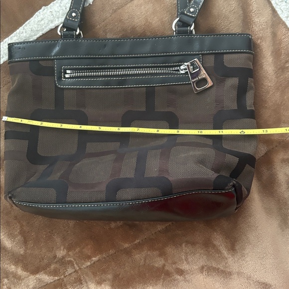 Nine West Brown Patterned Tote with Black Trim - Picture 14 of 16